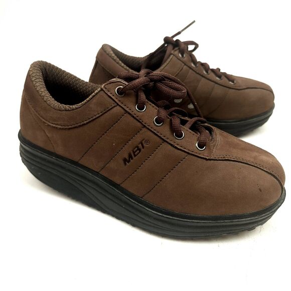MBT Casual 02 Shoes Leather Lace-Up Comfort Size 7.5 Toning Brown Womens - Picture 5 of 9